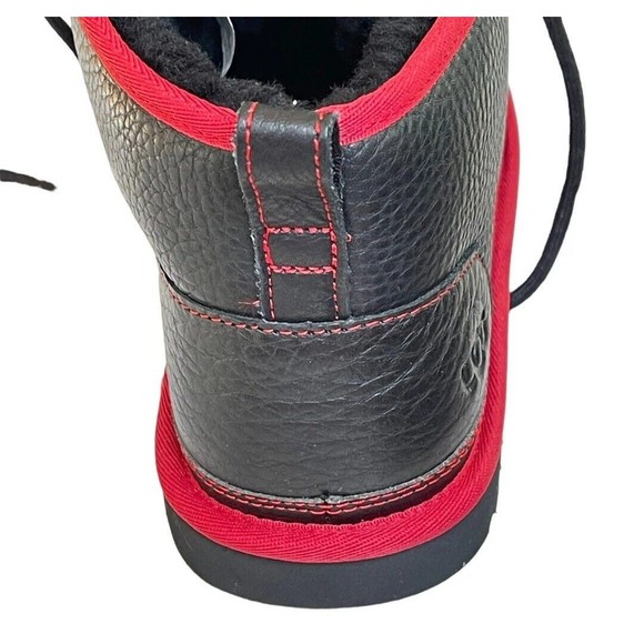UGG Mens Size 10 Neumel Leather Ankle Low Chukka Black Red Boots 1133777 New main image 5